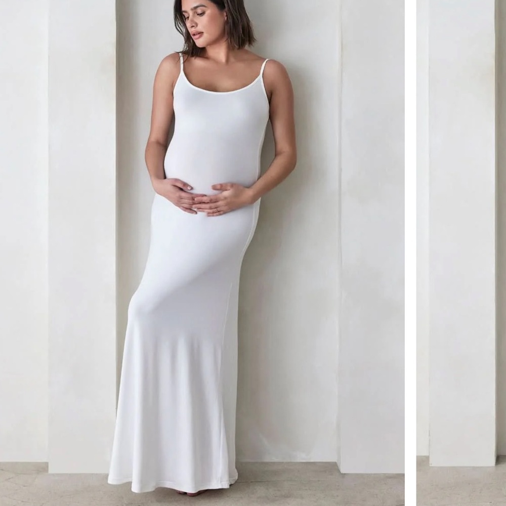 Bumpsuit White Spaghetti Strap cloud Dress